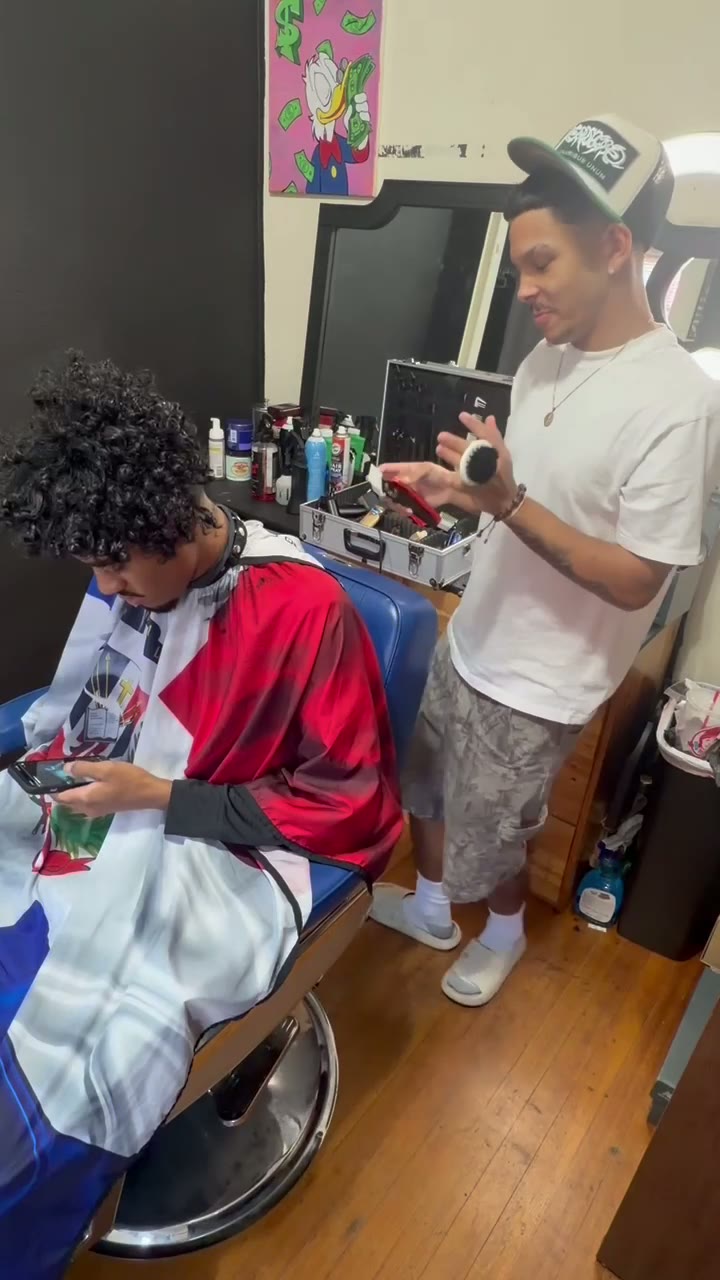Haircut before Jeri's finishing work